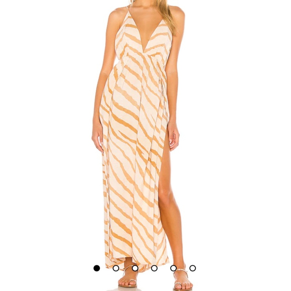 INDAH River Triangle Plunge Wrap Maxi Dress Zebra